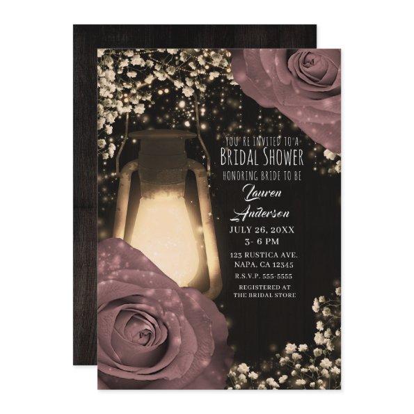 Rustic Glow Lantern Dusty Pink Roses