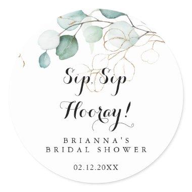 Rustic Gold Floral Sip Sip Hooray  Classic Round Sticker