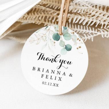 Rustic Gold Floral Thank You Wedding Favor Classic Round Sticker