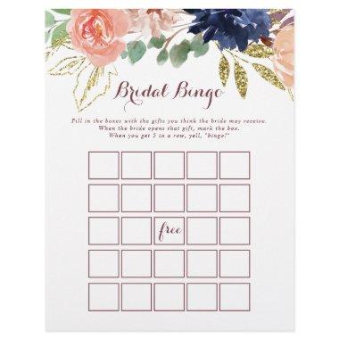 Rustic Gold Leaves Calligraphy Bridal Bingo Game