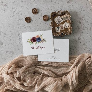 Rustic Gold Leaves Calligraphy Flat Wedding Thank You