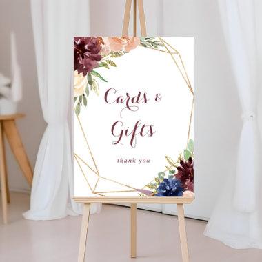 Rustic Gold Leaves Floral Invitations and Gifts Sign