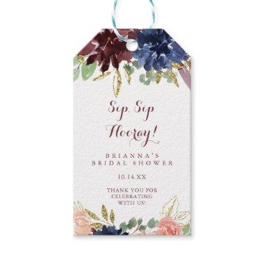 Rustic Gold Leaves Sip Sip Hooray Bridal Shower Gift Tags