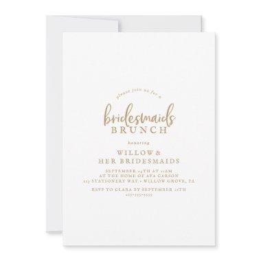 Rustic Gold Script Bridesmaids Brunch Invitations