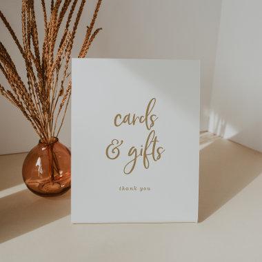 Rustic Gold Script Invitations and Gifts Pedestal Sign