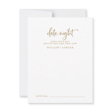 Rustic Gold Script Date Night Idea Advice Card