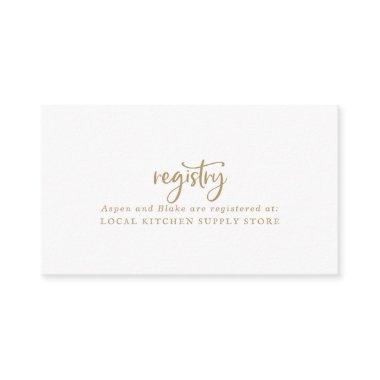 Rustic Gold Script Gift Registry Enclosure Invitations