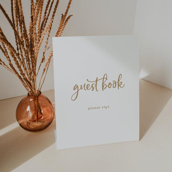 Rustic Gold Script Guest Book Sign