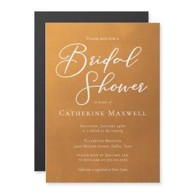 Rustic Gold Simple Typography Fall Bridal Shower Magnetic Invitations