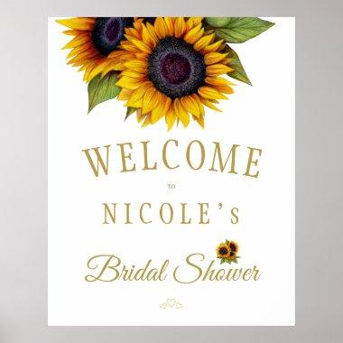 Rustic gold sunflowers bridal shower welcome sign
