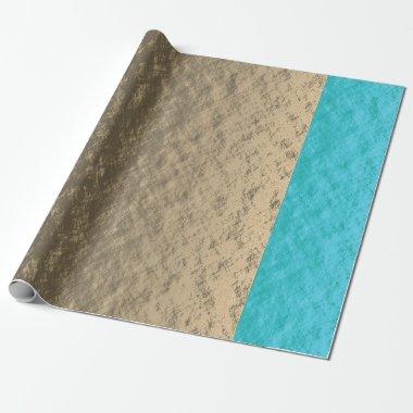 Rustic Gold Teal Blue Elegant Christmas Holiday Wrapping Paper