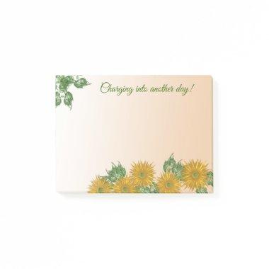 Rustic Golden Flowers, Greenery, and Leaves Post-it Notes