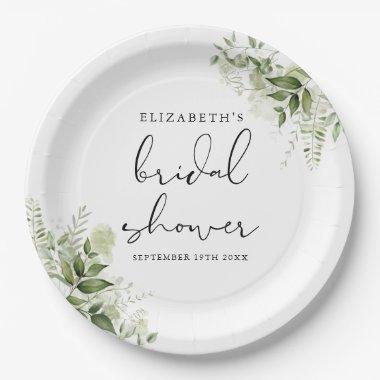 Rustic Greenery Elegant Script  Paper Plates