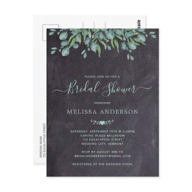 Rustic Greenery Eucalyptus Slate Bridal Shower PostInvitations