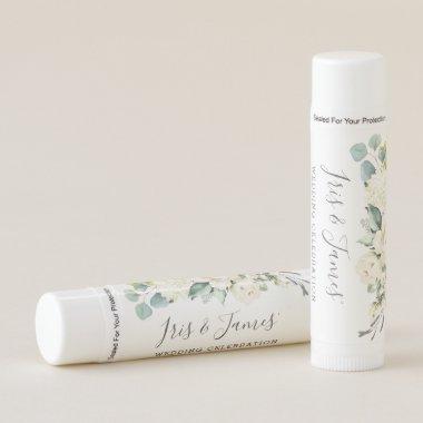 Rustic Greenery Ivory White Floral Wedding Favor Lip Balm
