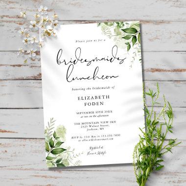 Rustic Greenery Monogram Bridesmaids Luncheon Invitations