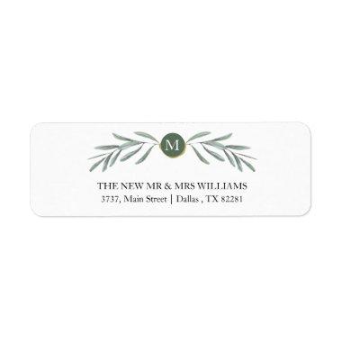 Rustic Greenery Monogram Return Address Label