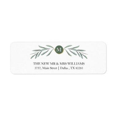 Rustic Greenery Monogram Return Address Label