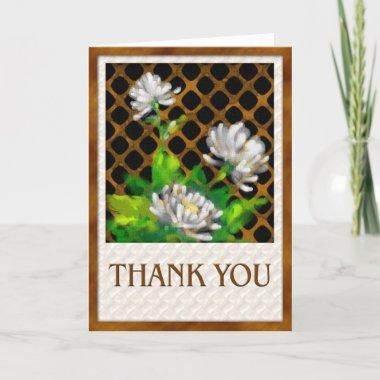 Rustic Greenery White Daisies Floral Thank You