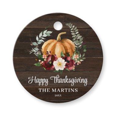 Rustic Happy Thanksgiving Favor Round Gift Tags