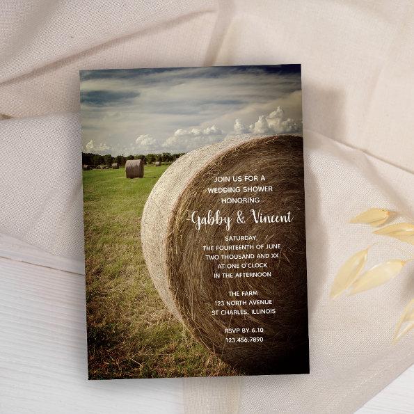 Rustic Hay Bales Ranch Wedding Shower Invitations