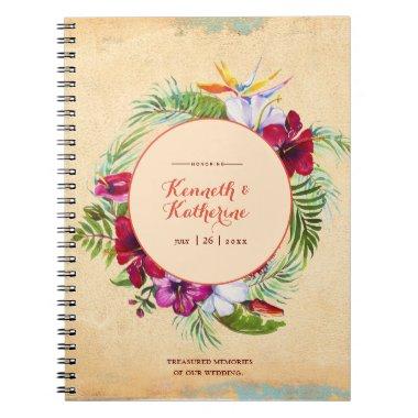 Rustic Hibiscus Tropical Wedding Guestbook Notebook