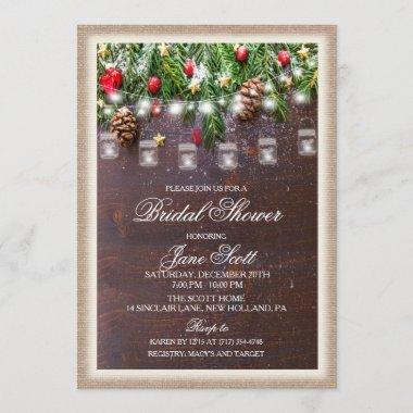 Rustic Holiday Bridal Shower Invitations