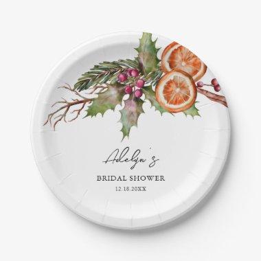Rustic Holiday Wreath Bridal Shower Paper Plates