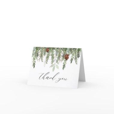 Rustic holidays pine tree acorns Thank You Invitations