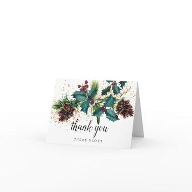 Rustic Holly and Berry Bridal Shower Photo Thank You Invitations