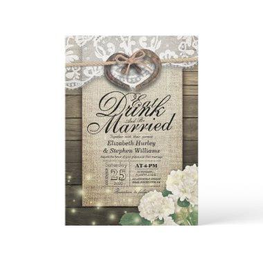 Rustic Horseshoe Lace EAT Drink Be Married Wedding
