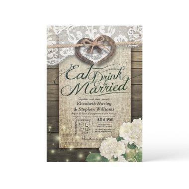 Rustic Horseshoe Lace EAT Drink Be Married Wedding