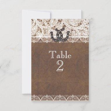 Rustic Horseshoes & Lace Country Table Numbers