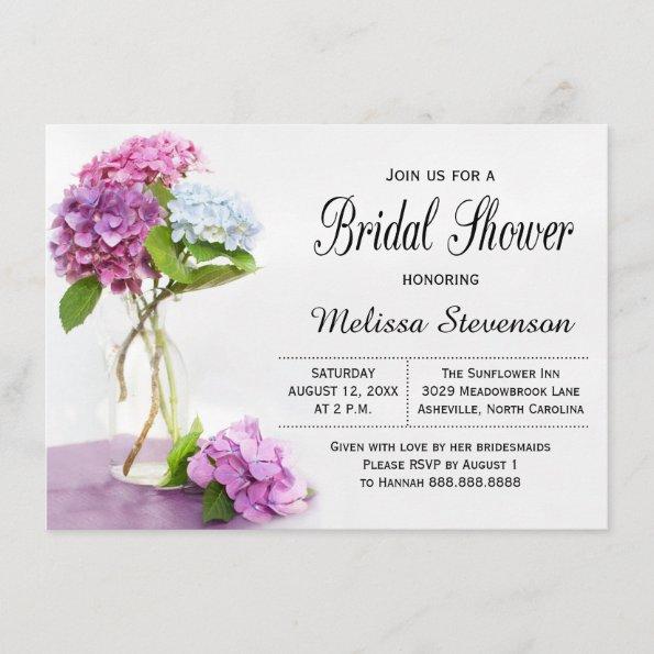 Rustic Hydrangea Flowers Bridal Shower Wedding Invitations