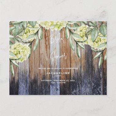 Rustic Hydrangea Wood Fence Bridal Shower PostInvitations