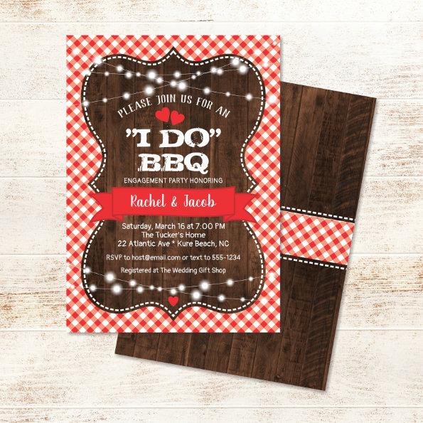 Rustic I DO BBQ Couples Shower Engagement Party Invitations