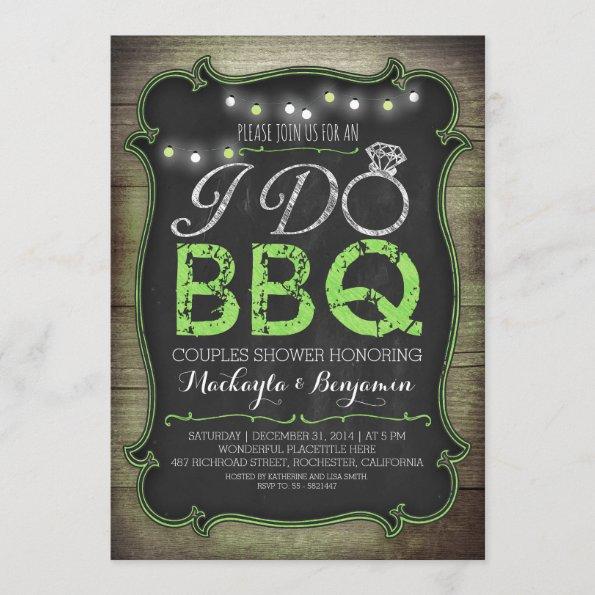 rustic I do BBQ couples shower Invitations - green