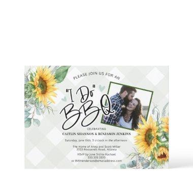 Rustic I Do BBQ Sunflower Bridal Shower Photo Invi Invitations