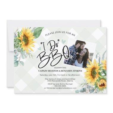 Rustic I Do BBQ Sunflower Bridal Shower Photo Invitations