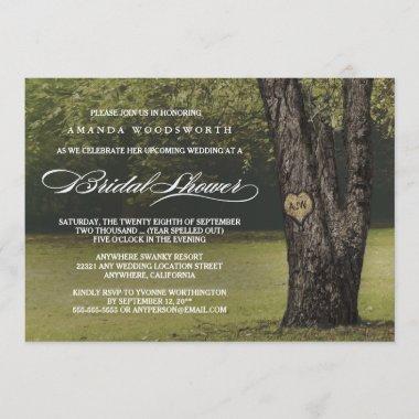 Rustic Initials Oak Tree Bridal Shower Invitations