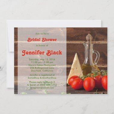 Rustic Italian Oil Tomatoes Cheese Bridal Shower Invitations