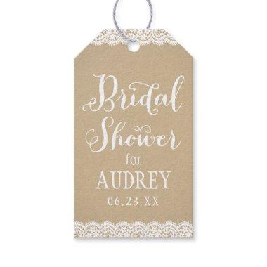 Rustic Kraft and Lace Wedding Bridal Shower Gift Tags