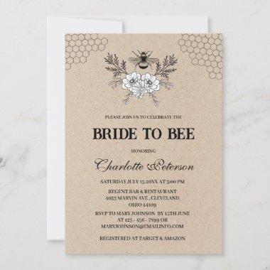 Rustic Kraft Bee Themed Bridal Shower Invitations