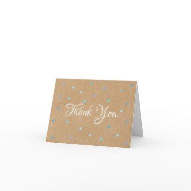 Rustic Kraft Blue Love Hearts Thank You Invitations