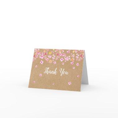 Rustic Kraft Elegant Blossom Script Thank You