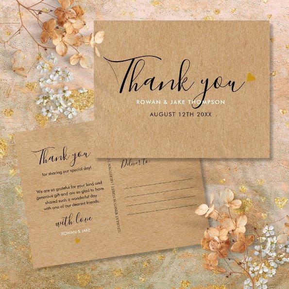 Rustic Kraft Elegant Script Thank You Post