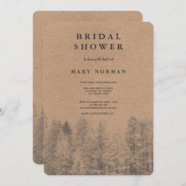 Rustic kraft Fall winter pine trees bridal shower Invitations