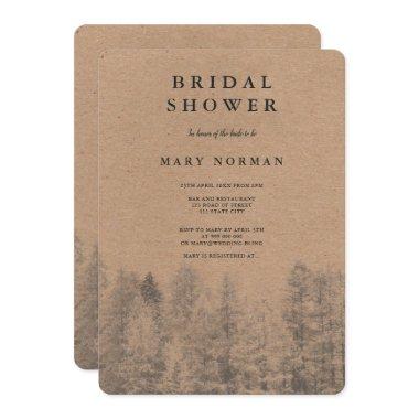 Rustic kraft Fall winter pine trees bridal shower Invitations