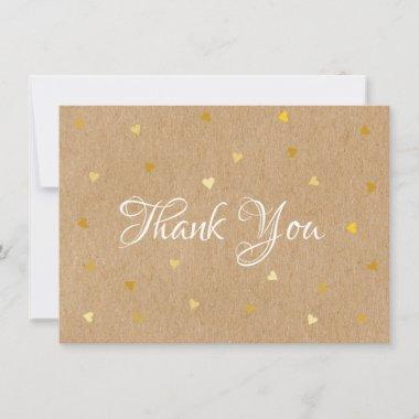 Rustic Kraft Gold Hearts Thank You