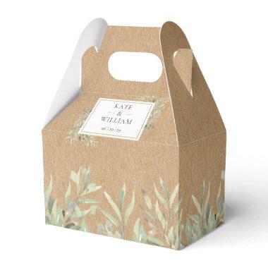 Rustic Kraft Greenery Leaves Wedding Favor Boxes